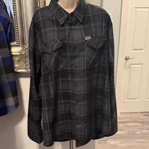 DIXXON Exclusive Sturgis Black and Gray Plaid Casual Button Down Shirt